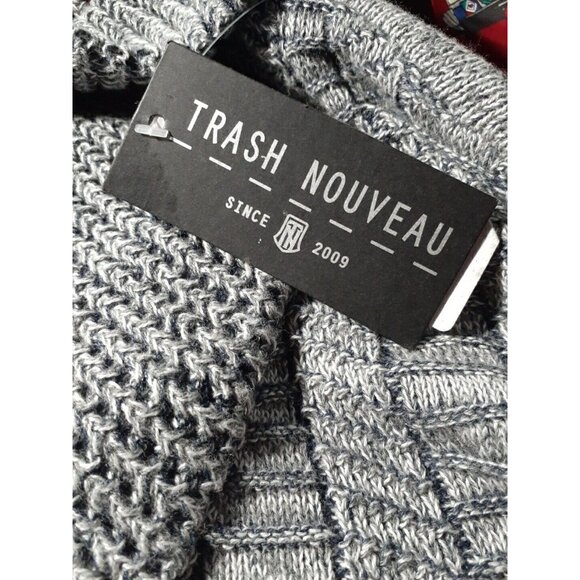 Mens Trash Nouveau Gray Burgundy Knit Metal Zip Turtle Neck Neck M Gift Idea - Picture 13 of 14